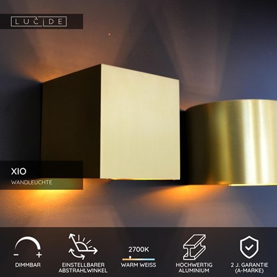 Lucide XIO - Wandleuchte - LED Dim. - G9 - 1x3,5W 2700K - Einstellbarer Abstrahlwinkel - Mattes Gold / Messing
